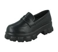 Ladies Spot On Synthetic Slip On Wide Fitting Loafers