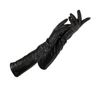 Ladies Spring Autumn Winter Warm Cashmere Lined Gloves Long Over Elbow Armguard Leather Gloves black 7
