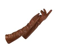 Ladies Spring Autumn Winter Warm Cashmere Lined Gloves Long Over Elbow Armguard Leather Gloves champagne 7