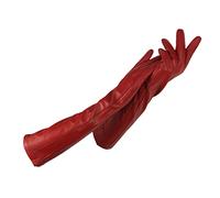 Ladies Spring Autumn Winter Warm Cashmere Lined Gloves Long Over Elbow Armguard Leather Gloves red 7
