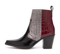 Ladies Square Toe Chunky Heel Ankle Boots, Comfortable Block Heels Western Cowboy Short Booties, Fashion Pull on Outdoor Riding Boot for Party Evening Office Shoes,Color Matching,10 UK