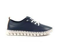 Ladies St Austell Navy Leather Plimsoll 6 Blue