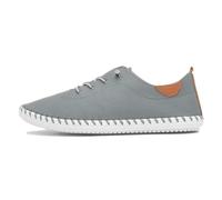 Lunar Women's St Ives Leather Plimsoll in Grey, Size 5 | Charlies