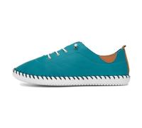 Ladies St. Ives Teal Leather Plimsoll 8 Teal