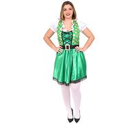 Ladies St Patricks Day Dress - XX-Large - Green Shamrock Print Dress with Corset & Belt - Adults Irish Rugby Football Lady Leprechaun Fancy Dress Costume