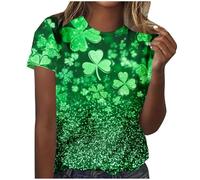 Ladies St. Patrick's Day T Shirt Short Sleeve Oversized Blouses Irish Lucky Shamrock Printed Cotton Tops Lucky Green Graphic Pullover Holiday Festival Clothes Spring Summer Tees Women S-3XL