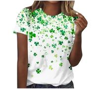 Ladies St. Patrick's Day T Shirt Short Sleeve Oversized Blouses Irish Lucky Shamrock Printed Cotton Tops Lucky Green Graphic Pullover Holiday Festival Clothes Spring Summer Tees Women S-3XL