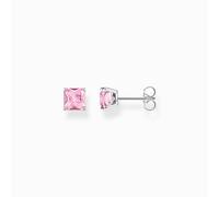 Ladies Sterling Silver Pink Stone Stud Earrings