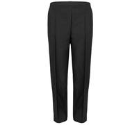 Ladies Straight Leg Trousers with Pockets - Womens Half Elasticated Waist Pull On Work Office Formal Stretch Pants - Mid Rise Smart Casual Bottoms - 100% Polyester Black 20/31
