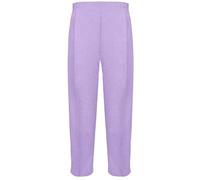 Ladies Straight Leg Trousers with Pockets - Womens Half Elasticated Waist Pull On Work Office Formal Stretch Pants - Mid Rise Smart Casual Bottoms - 100% Polyester Lilac 20/29