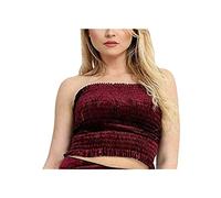 Ladies Strapless Crushed Velvet Boob Tube Top Womens Sleeveless Sheering Party Wear Bra Top Wine