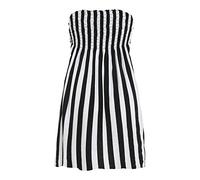 Ladies Strapless Plain Boobtube Sheering Top Womens Beach Cover up Beach Sundress Bandeau Mini Dress Summer Vest(Vertical Strips UK 16-18)