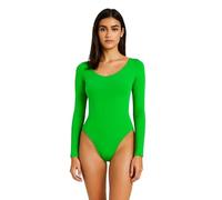 LADIES STRETCH BODY TOP TEE SHIRT LONG SLEEVE LEOTARD BODYSUIT TOP WOMEN UK8-26 (Jade Green, 8)