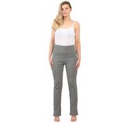 Ladies Stretch Bootleg Trousers - Soft Ribbed Work Pants with Elastic Waist - Women’s Flared Leggings Grey Pull On Office Bottoms - Petite & Plus Size-(Grey 22W/29L)