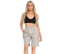 Ladies Stretch Cropped Pull on Pants Elasticated Waist Summer Shorts Plus Size Pants Women’s Capri Short Cherry Berry Soft 2 Front Side Pockets Short UK 10 to 24 Light Grey