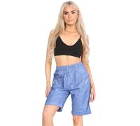 Ladies Stretch Cropped Pull on Pants Elasticated Waist Summer Shorts Plus Size Pants Women’s Capri Short Cherry Berry Soft 2 Front Side Pockets Short (Denim Blue, UK 22)
