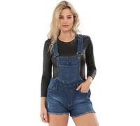 Ladies Stretchable Braces Dungaree Shorts Mid Wash UK 8