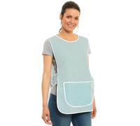 Ladies Stripe Design With Piping Tabard Apron Overalls Front Pocket Stylish Tabards for Women Casual Aprons for Women to Use in Home Kitchen Restaurants Coffee Shops UK Made (L, Green)