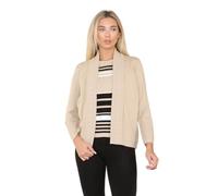 Ladies Stripe Pattern 2-in-1 Twin Set Knitwear with Soft Fabric and Versatile Design for Effortless Style and Comfort (UK, Alpha, L, Regular, Regular, Cream)