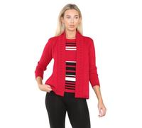 Ladies Stripe Pattern 2-in-1 Twin Set Knitwear with Soft Fabric and Versatile Design for Effortless Style and Comfort (UK, Alpha, L, Regular, Regular, RED)