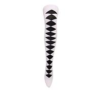 Ladies Stripe Printed Over the Knee High Socks Women Fancy Stretch OTK Socks White With Black Diamond