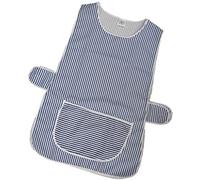 Ladies Stripe Tabard with pocket and button fastening side, made in the UK from Polyester for easycare. Selection of sizes and colours (XXOS (Approximately 52/54 inches), Navy/White Stripe)