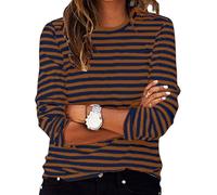 Ladies Striped Tops 2025 Spring Long Sleeve Crewneck Shirts UK Fashion Lightweight Pullover Blouse Dressy Casual Loose Fit Shirts Womens Comfy Going Out Tee Shirts