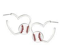 Ladies Stud Earrings Metal Olive Sport Themed Large Hoop Earrings For Basketball Football Softball And Baseball Fans With Heart Shaped Dangles Small Hoops For Women (B, 4x4x0. 1cm)