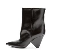 Ladies Stylish Pointed Toe Cone High Heel Short Boots Casual Artificial Leather Slip on Ankle Boots Classic Comfortable Wedding Party Pumps Shoes Boot,Black,2 UK