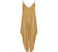 Ladies Summer All In One Wear Italian Drape Relaxed Fit Baggy Playsuit Women’s Sleeveless Cami Strappy Neck Jumpsuit Italian Lagenlook Style Playsuit Jumpsuit (Camel UK 12-14)