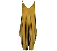 Ladies Summer All In One Wear Italian Drape Relaxed Fit Baggy Playsuit Women’s Sleeveless Cami Strappy Neck Jumpsuit Italian Lagenlook Style Playsuit Jumpsuit (Mustard UK 20-22)
