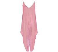 Ladies Summer All In One Wear Italian Drape Relaxed Fit Baggy Playsuit Women’s Sleeveless Cami Strappy Neck Jumpsuit Italian Lagenlook Style Playsuit Jumpsuit (Baby Pink UK 12-14)