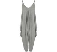 Ladies Summer All In One Wear Italian Drape Relaxed Fit Baggy Playsuit Women’s Sleeveless Cami Strappy Neck Jumpsuit Italian Lagenlook Style Playsuit Jumpsuit (Light Grey UK 8-10)