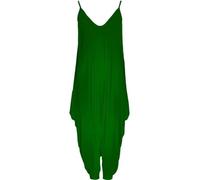 Ladies Summer All In One Wear Italian Drape Relaxed Fit Baggy Playsuit Women’s Sleeveless Cami Strappy Neck Jumpsuit Italian Lagenlook Style Playsuit Jumpsuit (Bottle Green UK 16-18)