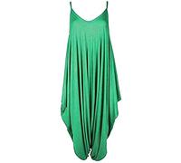 Ladies Summer All In One Wear Italian Drape Relaxed Fit Baggy Playsuit Women’s Sleeveless Cami Strappy Neck Jumpsuit Italian Lagenlook Style Playsuit Jumpsuit (Jade Green UK 8-10)