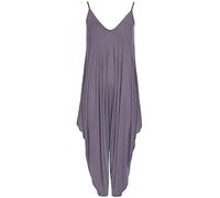 Ladies Summer All In One Wear Italian Drape Relaxed Fit Baggy Playsuit Women’s Sleeveless Cami Strappy Neck Jumpsuit Italian Lagenlook Style Playsuit Jumpsuit (Charcoal UK 16-18)