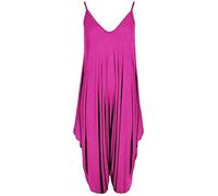 Ladies Summer All In One Wear Italian Drape Relaxed Fit Baggy Playsuit Women’s Sleeveless Cami Strappy Neck Jumpsuit Italian Lagenlook Style Playsuit Jumpsuit (Cerise UK 16-18)