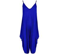 Ladies Summer All In One Wear Italian Drape Relaxed Fit Baggy Playsuit Women’s Sleeveless Cami Strappy Neck Jumpsuit Italian Lagenlook Style Playsuit Jumpsuit (Royal Blue UK 24-26)