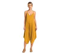 Ladies Summer All In One Wear Italian Drape Relaxed Fit Baggy Playsuit Women’s Sleeveless Cami Strappy Neck Jumpsuit Italian Lagenlook Style Playsuit Jumpsuit (Mustard UK 8-10)