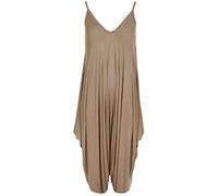 Ladies Summer All In One Wear Italian Drape Relaxed Fit Baggy Playsuit Women’s Sleeveless Cami Strappy Neck Jumpsuit Italian Lagenlook Style Playsuit Jumpsuit (Mocha UK 8-10)