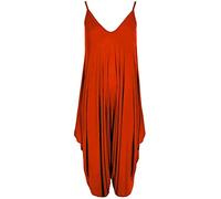 Ladies Summer All In One Wear Italian Drape Relaxed Fit Baggy Playsuit Women’s Sleeveless Cami Strappy Neck Jumpsuit Italian Lagenlook Style Playsuit Jumpsuit (Red UK 20-22)