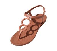 Ladies Summer Casual Sandals Hollow Out Thin Flat Sole Flip Flops With Lightweight Elastic Strap Women Slip Solid Color Hollow Out Sandals Outdoor Wear Women Clear (Brown, 4)