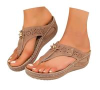 Ladies Summer Colour Blocking Slope Heel Thick Bottom Fish Mouth Large Size Sandals Slippers Cushioned Feel Without the Weight
