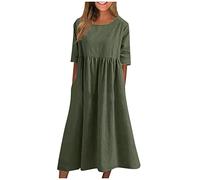 Ladies Summer Dresses Maxi Dresses for Women UK Dress to Impress Casual Solid Crewneck Half Sleeves Midi Dress Elegant A-Line Beach Dres Summer High Waist Party Dres Trendy Sundress Corset Dresss