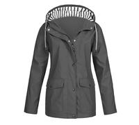 Ladies Summer Jackets, Plus Size Raincoat for Women Rain Jackets Waterproof Breathable Windbreaker Outdoor Ladies Lightweight Coat Mum Gifts,Gray,S,U128K