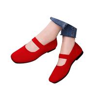 Ladies Summer Loafers Lightweight Mesh Knit Upper Flat Shoes with Cushioned Soft Sole Breathable Trainers Non Slip Arch Support Ballet Pumps for Casual Outings and Weekend Getaways Red