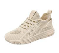 Ladies Summer Mesh Slip on Trainers Breathable Walking Shoes Womens Lightweight Flat Casual Sneakers Arch Support Memory Foam Wedge Loafer Toe (Beige, 6.5)