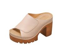 Ladies Summer Sandals Stitching Hollow Out Chunky Bottom Heel Big Size Open Toe Casual Sandals Relaxed Style, Happy Feet