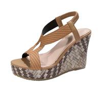 Ladies Summer Sandals Women's Big Yards Solid Color Fish Mouth Slope With Thick Bottom Sandals Europe and The United States Fashion Platform Beach