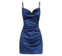 Ladies Summer Satin Dress Wrap Bodycon Dress Strappy Mini Dress Sexy Party Evening Dress Cocktail Dress Women's Sleeveless Spaghetti Mini Night Club Dress Holiday Mini Dresses Blue